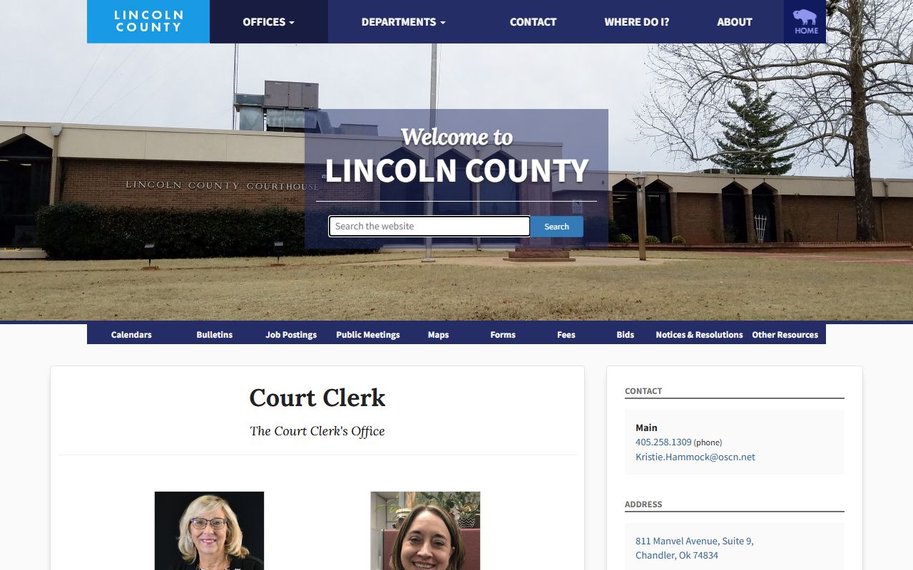 Lincoln County Court Clerk court records after arrest office page